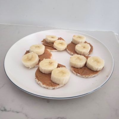 Cracker, peanut butter, and a banana